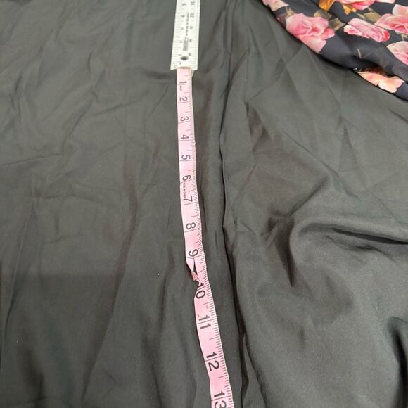 Double Crazy Black Pink Rose One Shoulder High Slit Sexy Cocktail Dress Sz L - Picture 8 of 12